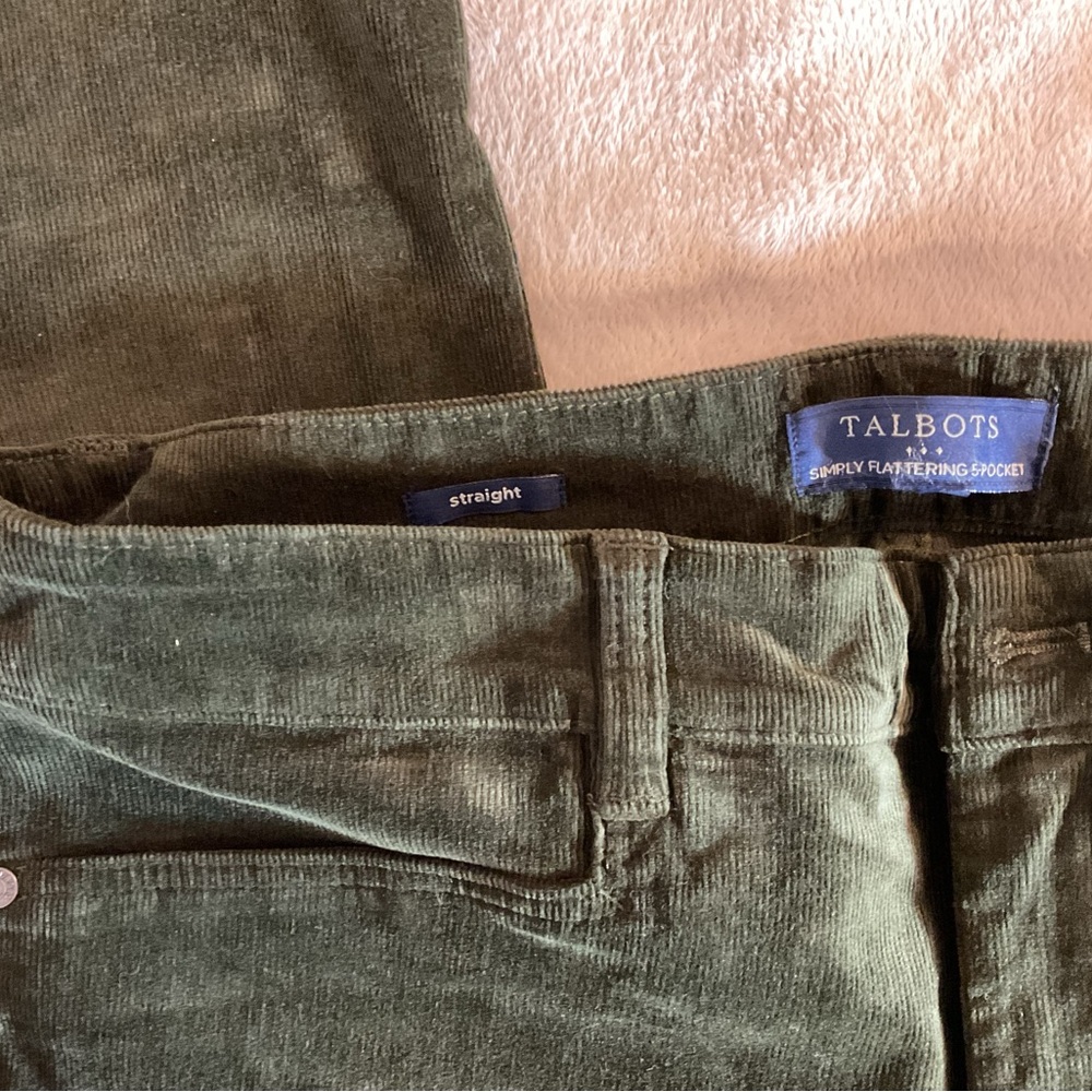Talbots Olive Green Corduroy Straight Pants - Picture 3 of 4